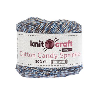 Knitcraft Blue Beige Cotton Candy Sprinkles 4 Ply 50g