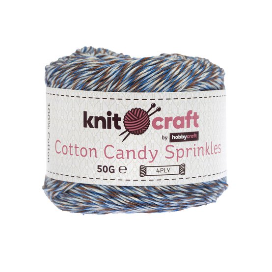 Knitcraft Blue Beige Cotton Candy Sprinkles 4 Ply 50g image number 1