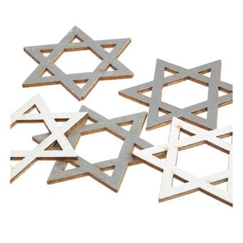Silver Star of David Wooden Toppers 5 Pack