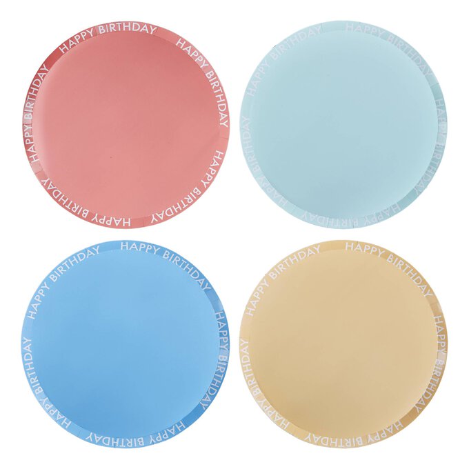 Ginger Ray Bright Birthday Paper Plates 8 Pack image number 1