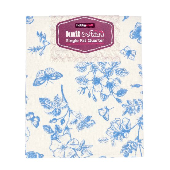 Blue Floral Single Cotton Fat Quarter image number 1