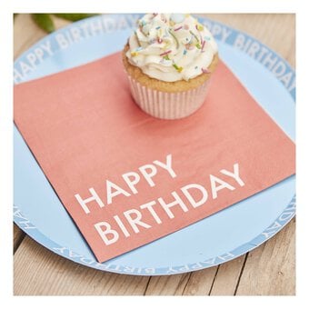 Ginger Ray Coral Happy Birthday Napkins 16 Pack image number 2