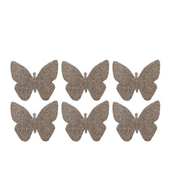 Gold Glitter Butterfly Toppers 6 Pack