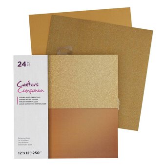 Crafter’s Companion Glittering Gold Cardstock 12 x 12 Inches 24 Sheets