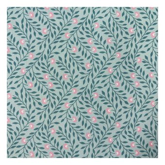 WI Garden Delight Green Flower Chain Cotton Fabric by the Metre