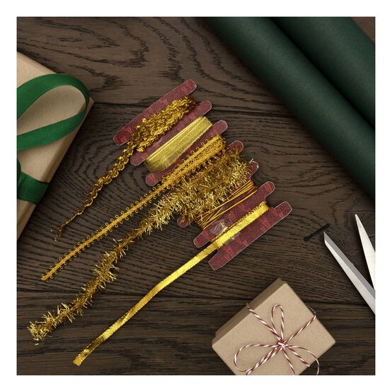 Assorted Gold Ribbons 1m 6 Pack image number 2
