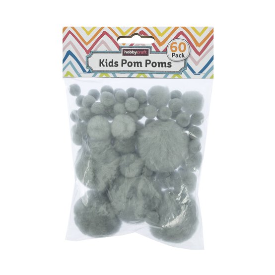 Grey Pom Poms 60 Pack image number 4