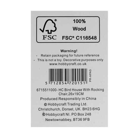 Bird House with Rocking Chair 19cm x 19cm x 26cm image number 5