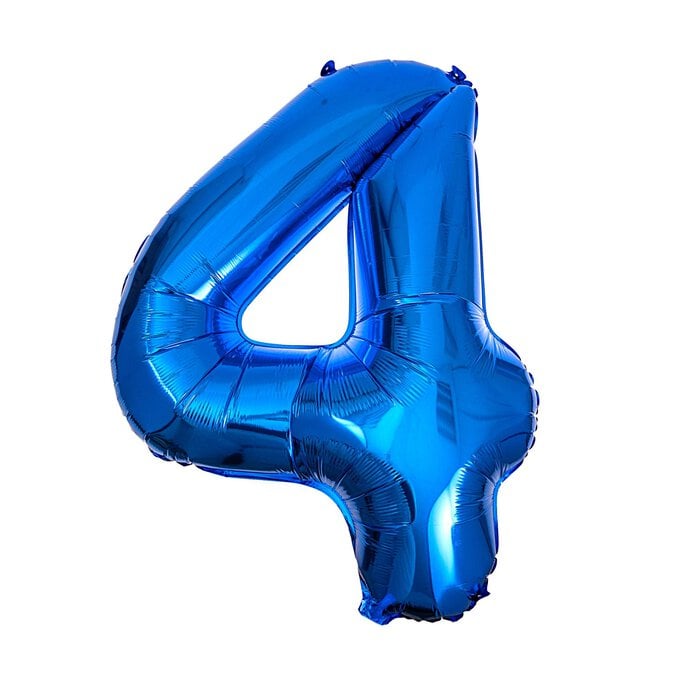 Extra Large Blue Foil Number 4 Balloon image number 1