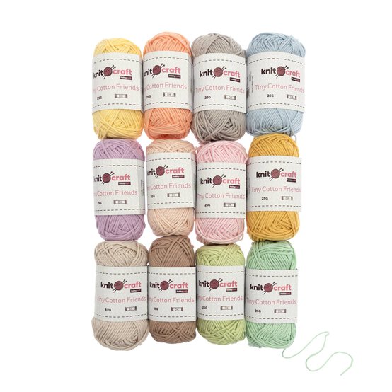 Knitcraft Pastel Tiny Cotton Friends Yarn 25g 12 Pack image number 1