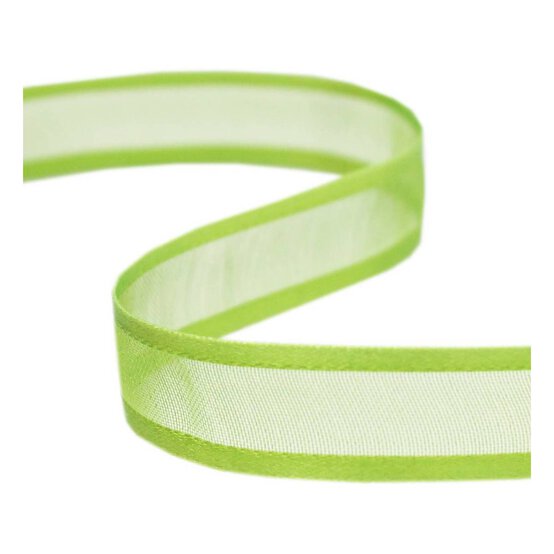 Lime Green Organza Satin Edged Ribbon 12mm x 5m image number 1