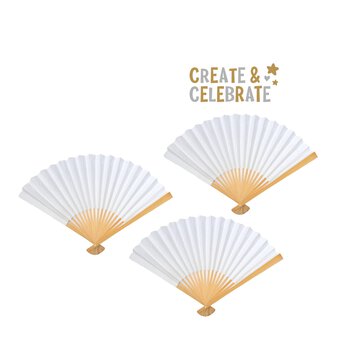 Create & Celebrate White Paper Fans 3 Pack
