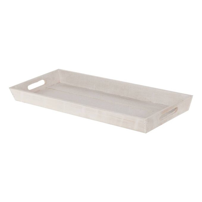 White Wash Wooden Tray 48cm x 20cm image number 1