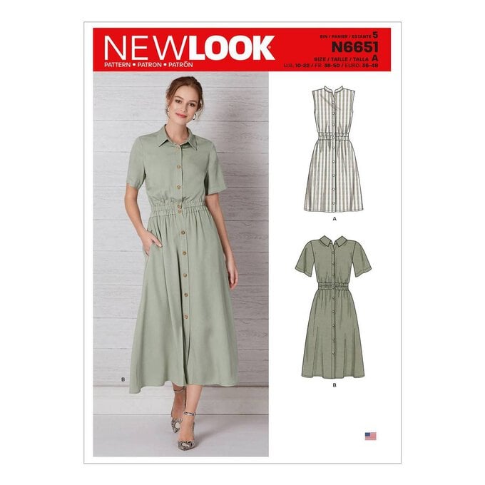 New Look Women's Button Dress Sewing Pattern N6651 image number 1