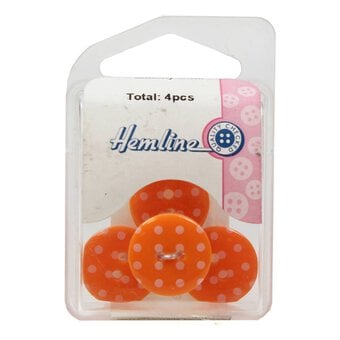 Hemline Orange Novelty Spotty Button 4 Pack