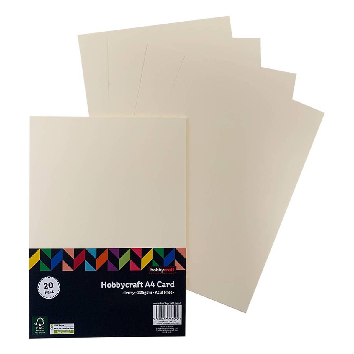 Ivory Card A4 20 Pack Hobbycraft