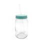 Aqua Glass Drinking Jar with a Straw image number 1