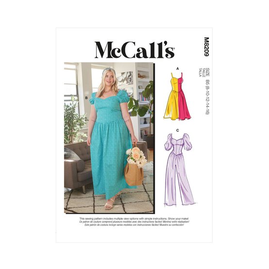 McCall's Women's Dress and Jumpsuit Sewing Pattern M8209 (RR 18W-24W) image number 1