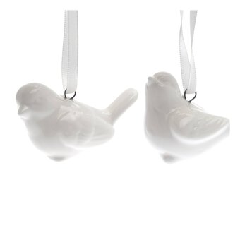 Glazed Hanging Ceramic Bird Decorations 2 Pack