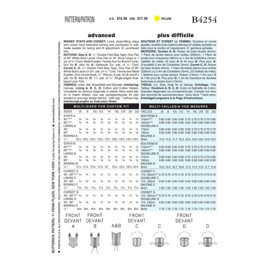 Butterick Stays and Corsets Sewing Pattern B4254 (12-16) image number 6