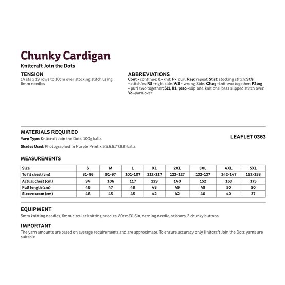 Knitcraft Chunky Cardigan Digital Pattern 0363 image number 5