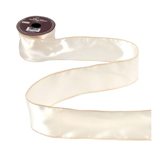 Cream Wire Edge Satin Ribbon 63mm x 3m image number 2