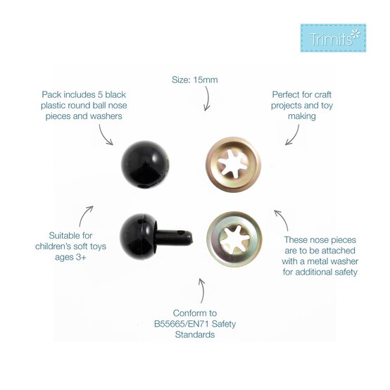 Trimits Black Ball Nose 15mm 5 Pack image number 2
