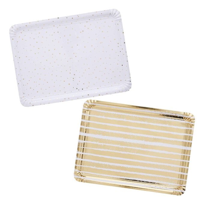 Gold Paper Serving Trays 4 Pack image number 1