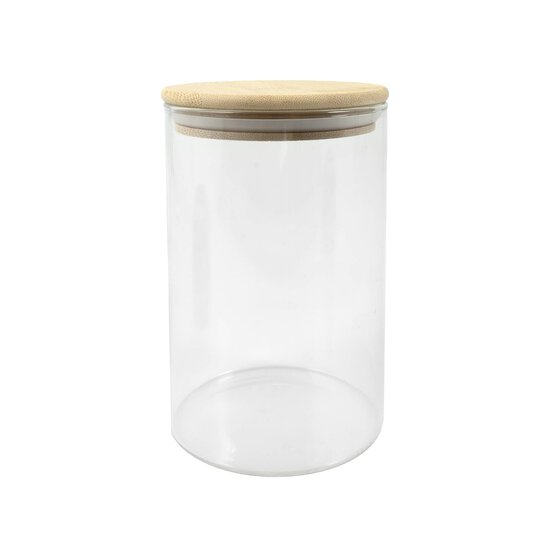 Glass Jar with Bamboo Lid 6.5cm x 11cm image number 1