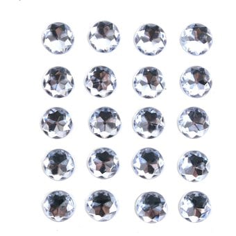 Large Silver Adhesive Gems 20 Pack