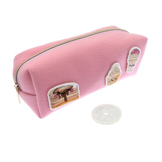 Kawaii Patch Pink Felt Pencil Case image number 3