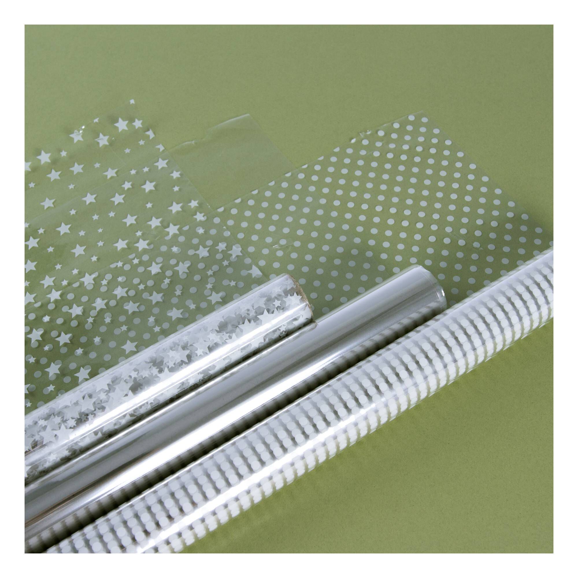 Stars and Spots Cellophane Wrap 2m 3 Pack Hobbycraft