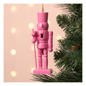 Hanging Pink Nutcracker Decoration 13cm