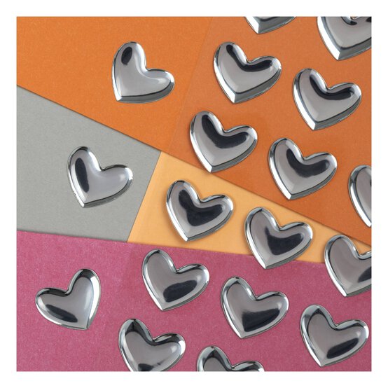Silver Heart Epoxy Stickers 36 Pack image number 3