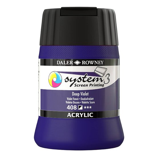 Daler-Rowney System3 Deep Violet Screen Printing Acrylic Ink 250ml image number 1