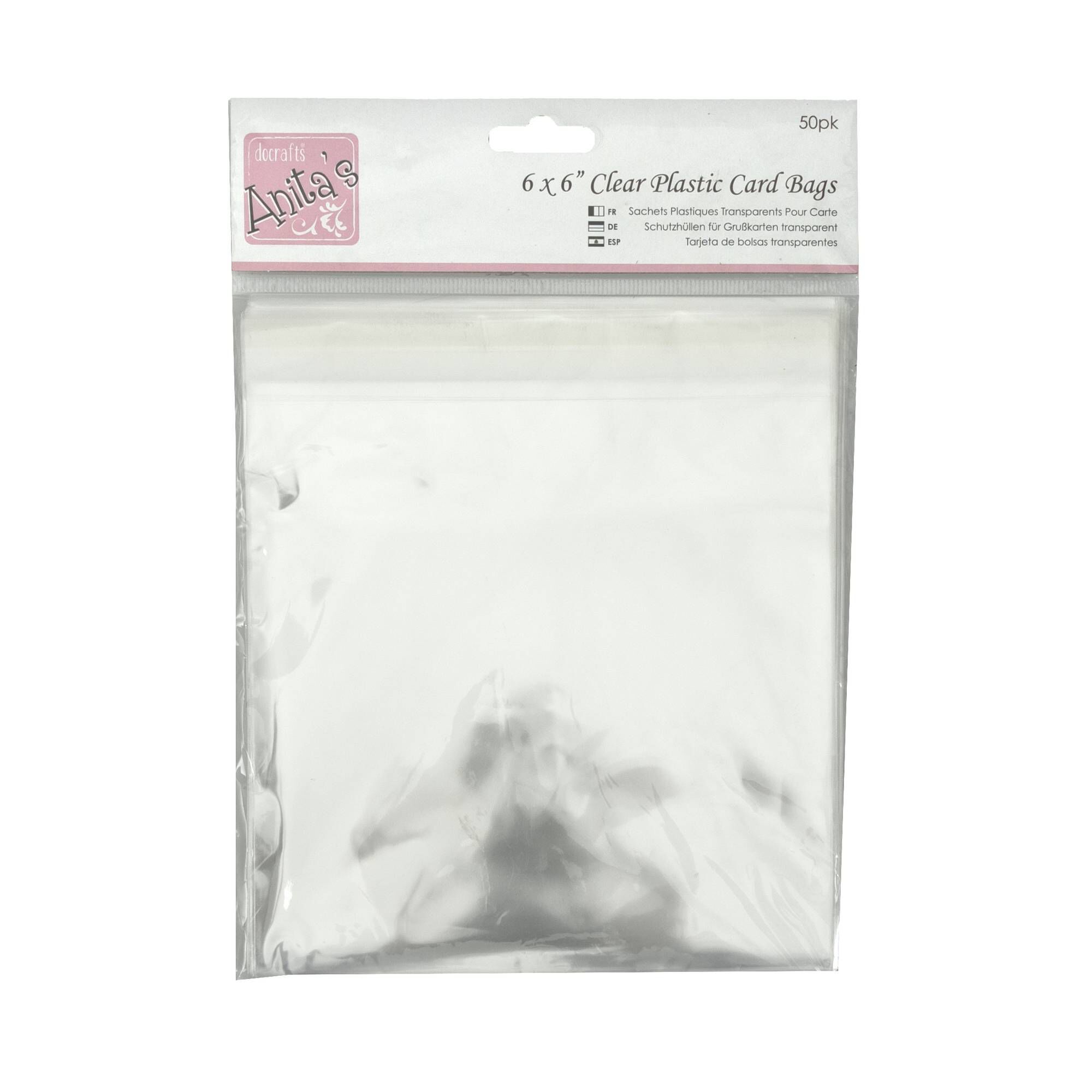 Anita’s Clear Square Plastic Card Bags 6 x 6 Inches 50 Pack Hobbycraft