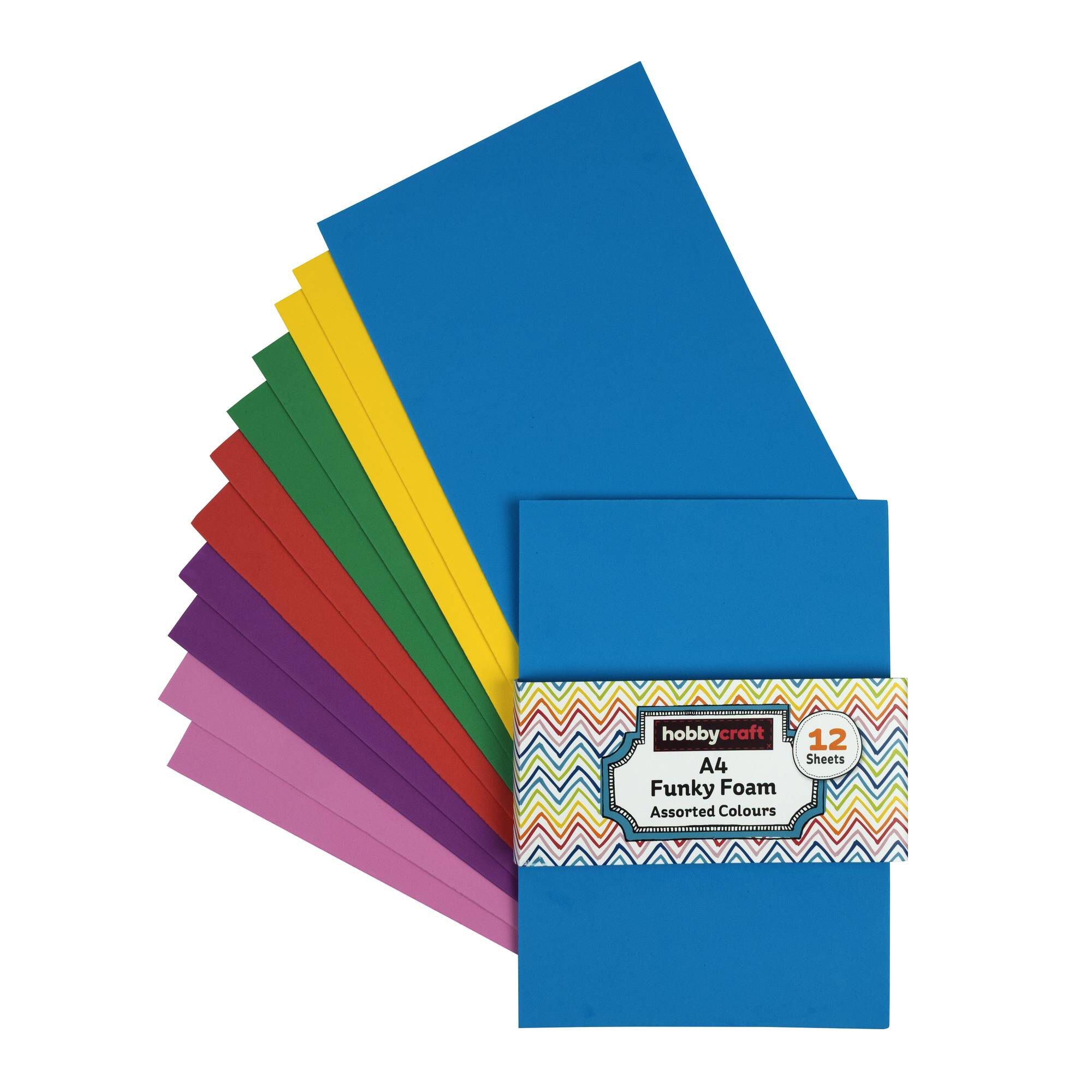 Assorted EVA Foam Sheets A4 12 Pack Hobbycraft