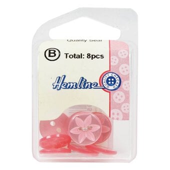 Hemline Pink Basic Star Button 8 Pack