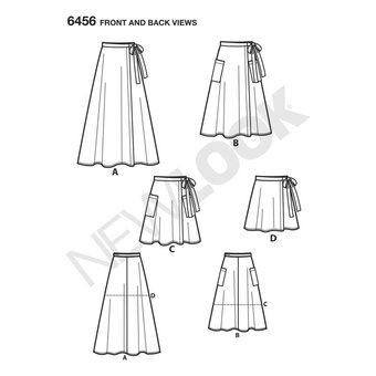 New Look Women's Easy Wrap Skirts Sewing Pattern 6456