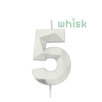 Whisk Silver Faceted Number 5 Candle