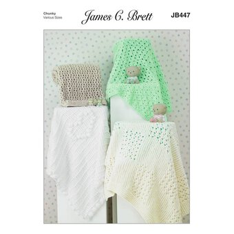 James C Brett Flutterby Chunky Baby Blankets Pattern JB447