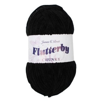 James C Brett Black Flutterby Chunky Yarn 100g