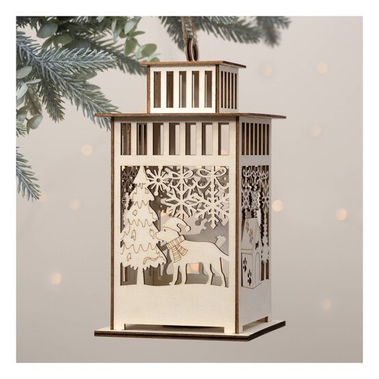 Wooden Christmas Lantern Decoration 24cm image number 1
