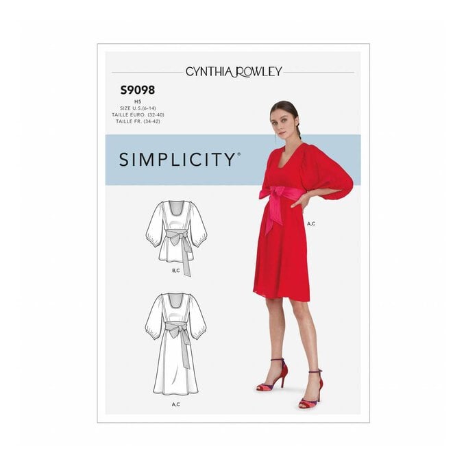Simplicity Belted Dress Sewing Pattern S9098 (6-14) image number 1