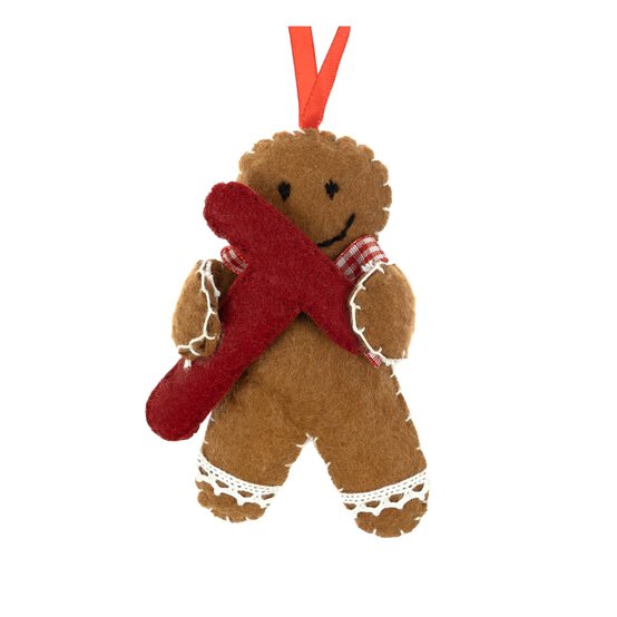 Hanging Gingerbread Felt Letter T Decoration image number 3