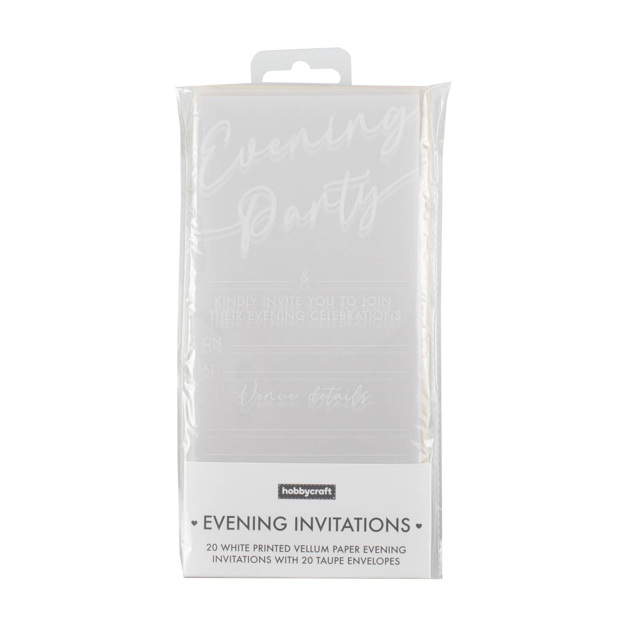 White Vellum Evening Invitations 20 Pack Hobbycraft