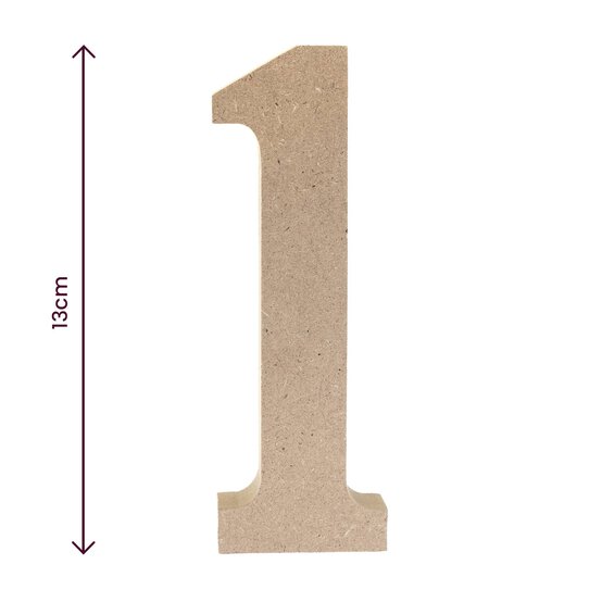 MDF Wooden Number 1 13cm image number 4