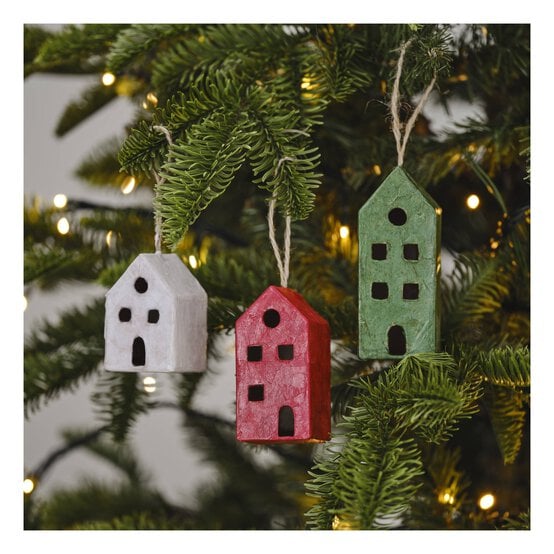 Mache House Hanging Decorations 3 Pack image number 2