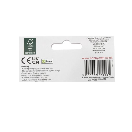 Mixed Black and White Round Wooden Beads 40g image number 4