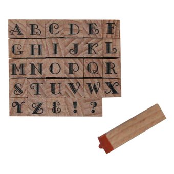 Fancy Mini Alphabet Wooden Stamp Set 30 Pieces